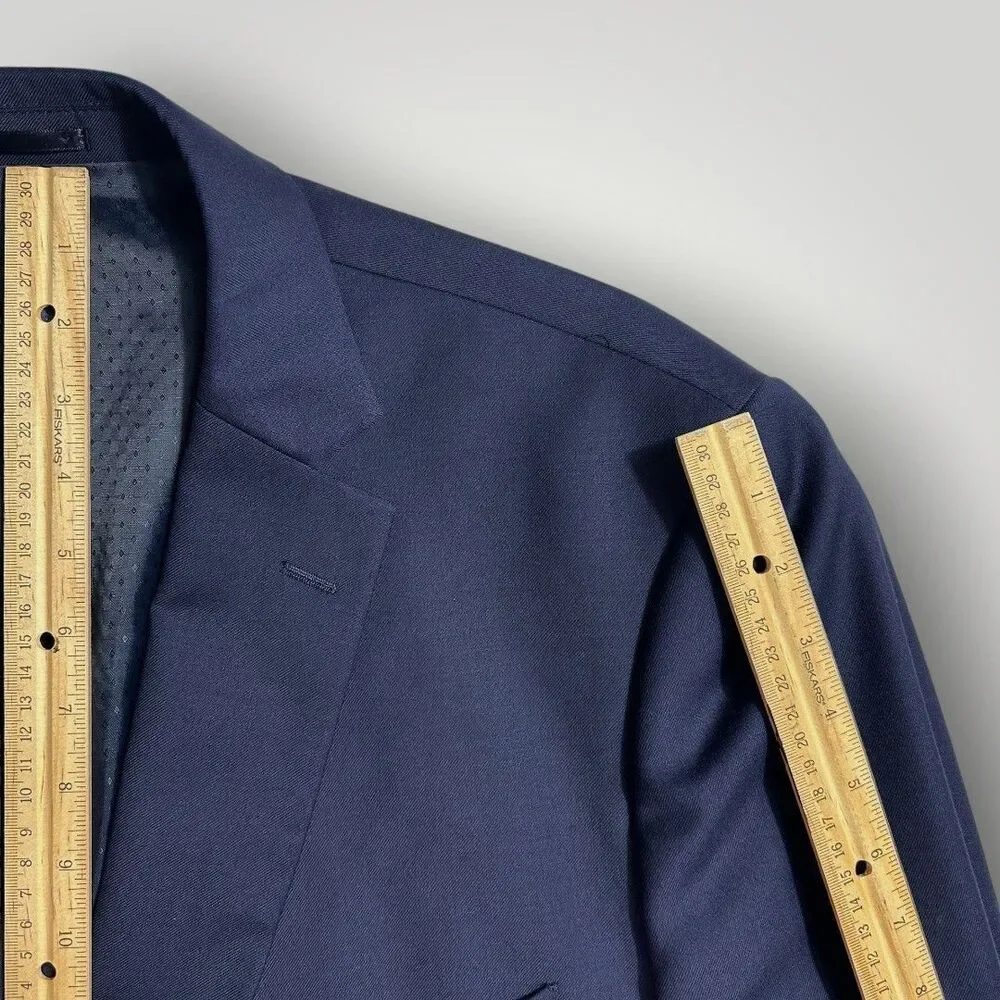 MANTONI Mens 52L Navy Blazer Sport Coat 2 Button Suit Jacket Regular fit
